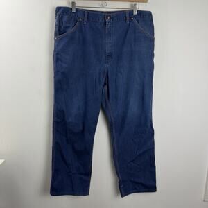 Big Mac Carpenter Jeans Mens 40x29 Dark Blue Vintage Workwear Orange Stitch